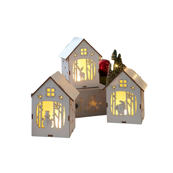 3 LED Häuser Dekoration