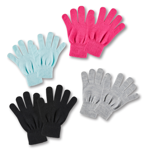 Handschuhe in Grau, Blau, Pink und Schwarz