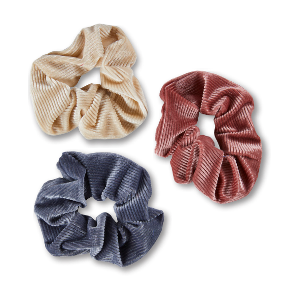 Drei Haargummis in 3 verschiedenen Farben 