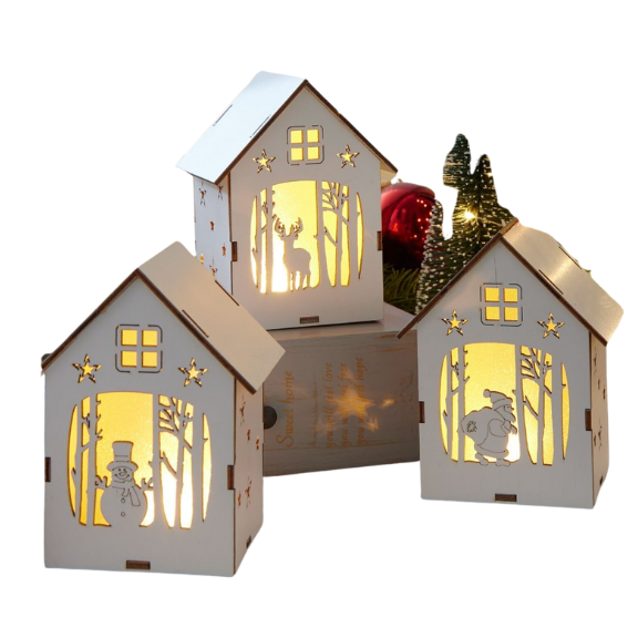 3 Stück LED Häuser Dekoration 