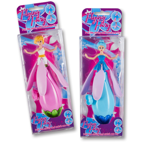 Fliegende Spielzeugfee in Blau und Pink