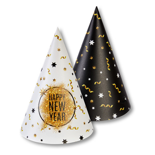 Partyhuete in weiß und schwarz