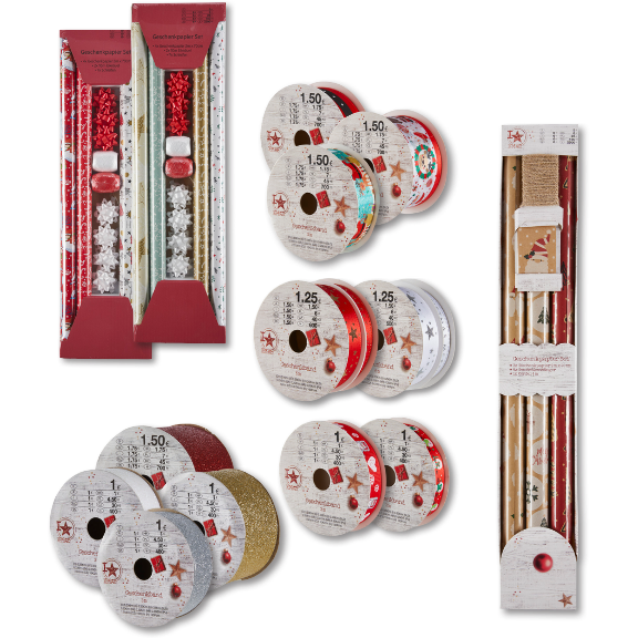 Geschenkpapier und Baender