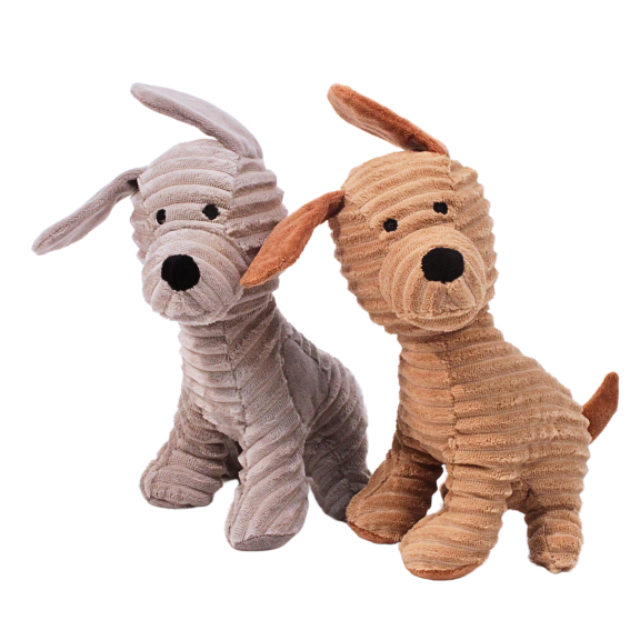 Hundespielzeug wei0er und brauner Stoffhund