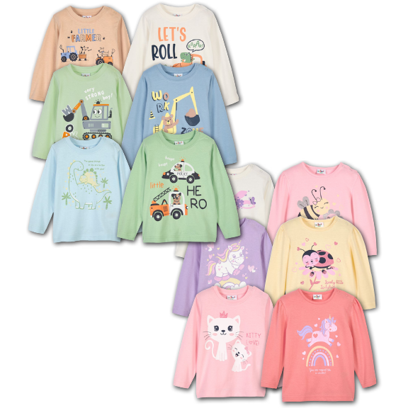 Baby Langarmshirt 12 unterschiedliche Designs