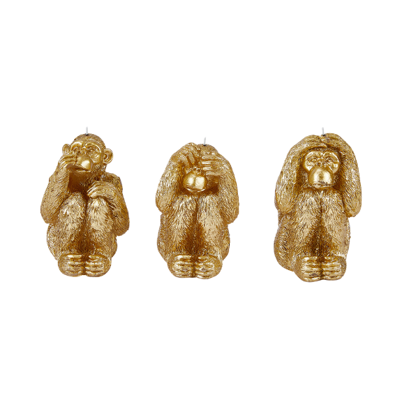 Goldene Affenkerzen Wohnzimmer Deko