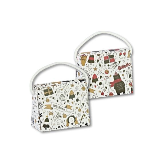 Weihnachtliche Geschenktasche mit einem Henkel oben vorne