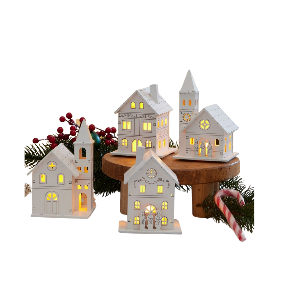 4 LED Häuser Dekoration