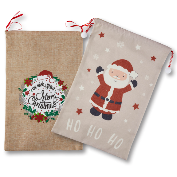 Jutesack in zwei verschiedenen Designs